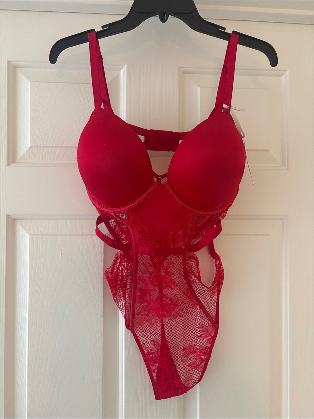 Victoria's Secret Red Lace Push-Up Bodysuit Teddy